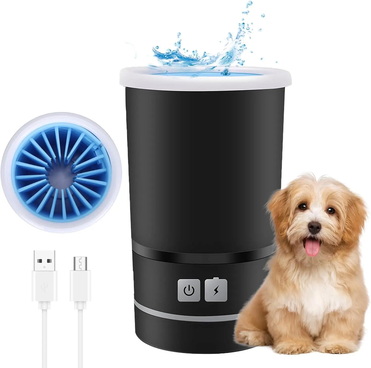 Dog Paw Washer Cup with Blue Interior Brushes and Round Opening [YQT:LV-260921-001:e1948a487eebc4da]