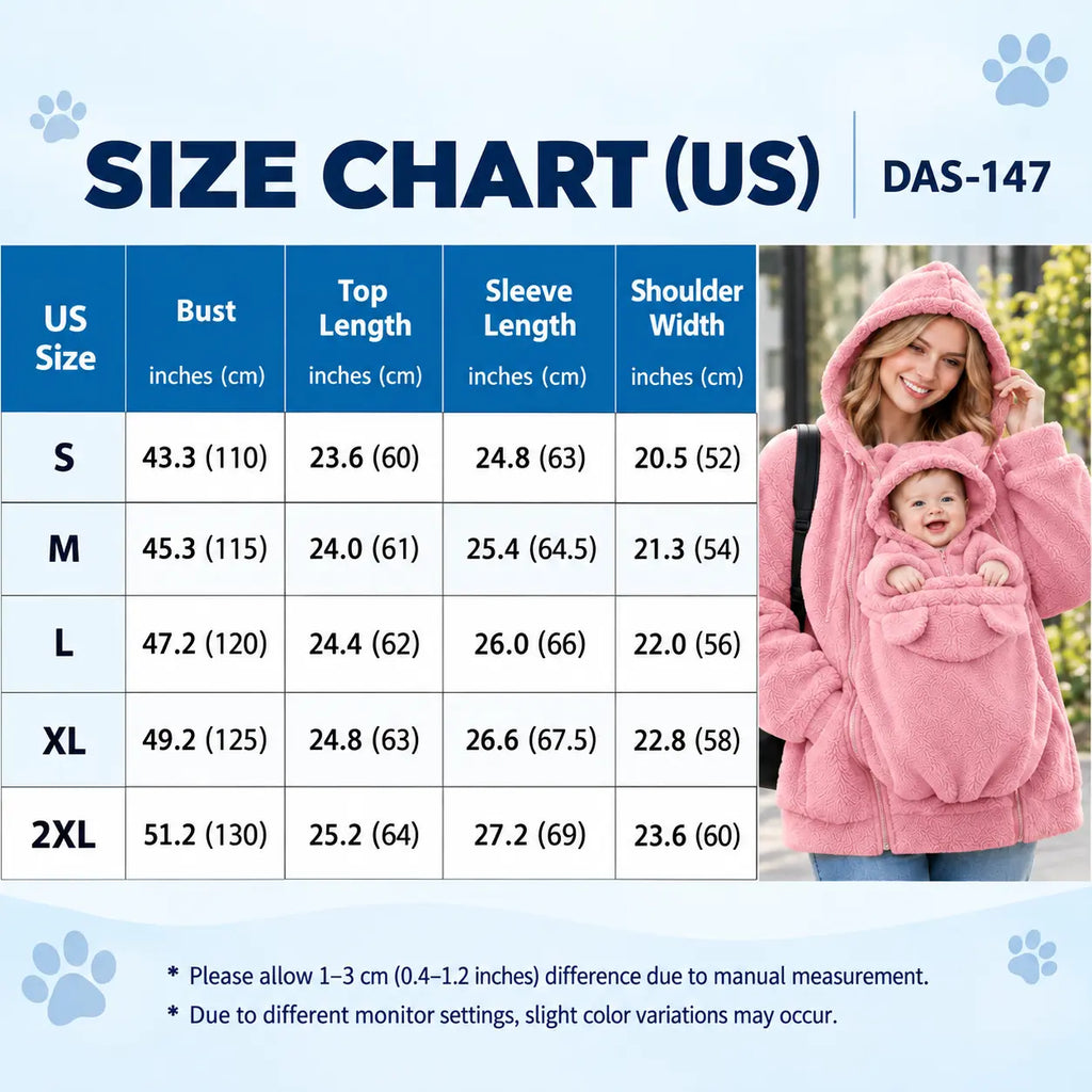 Women's Fleece Hooded Maternity Jacket with Double Zippers and Front Pouch [YQT:LV-260921-002:a99eba7462403483]